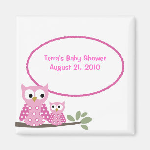 Hoot Owls PINK Baby Dusche Gefallen Magnet