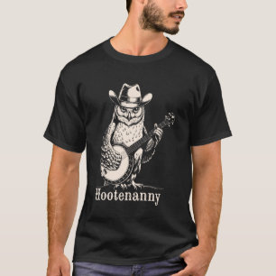 Hootenanny Eule spielt Banjo Gitarre Cowboy Hut Vi T-Shirt