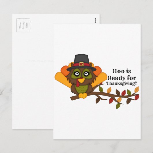 HooThanksgivingBL Feiertagspostkarte (Vorne/Hinten)