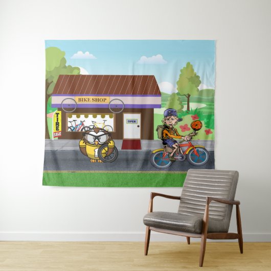 Hootin' Cycles Wandteppich (Beispiel (Horizontal))