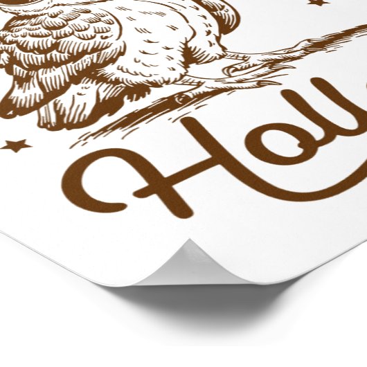 Hootin führt zu Hollerin Owl Cowboy Poster (Ecke)