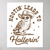 Hootin führt zu Hollerin Owl Cowboy Poster (Vorne)