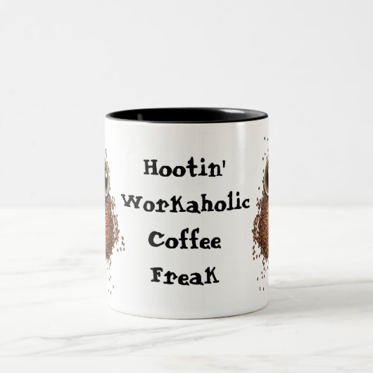 Hootin Workaholic-Kaffee-Freak-Tasseneule Zweifarbige Tasse (Mittel)