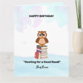 "Hooting for a Good Read!" Buchliebhaber BIRTHDAY Karte (Vorderseite)