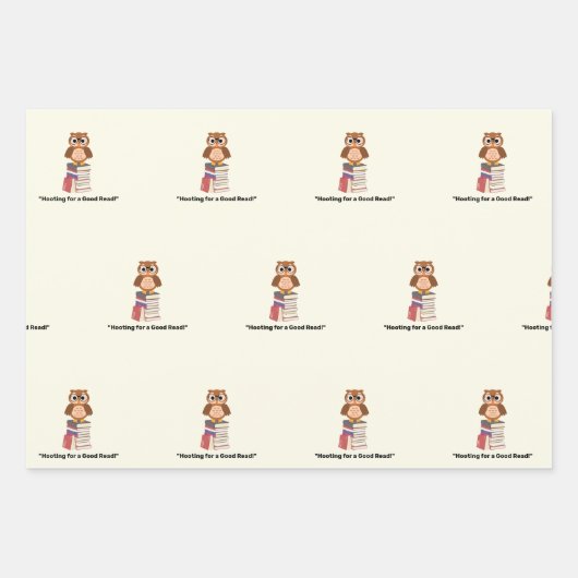 "Hooting for a Good Read!" Buchliebhaber Geschenkpapier Set (Vorderseite)