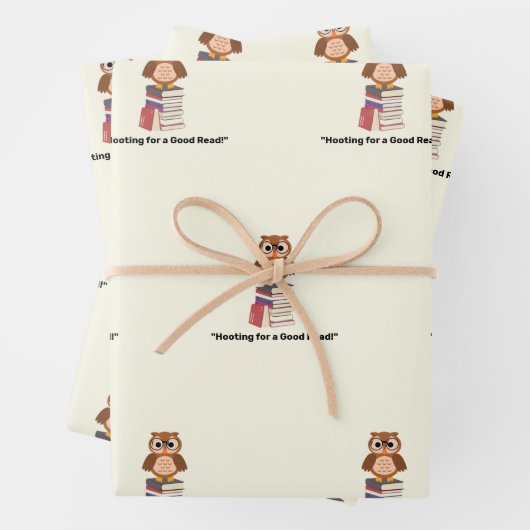 "Hooting for a Good Read!" Buchliebhaber Geschenkpapier Set (Beispiel)