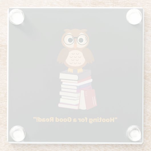 "Hooting for a Good Read!" Buchliebhaber Glasuntersetzer (Rückseite)