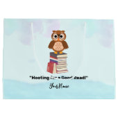 "Hooting for a Good Read!" Buchliebhaber Große Geschenktüte (Rückseite)