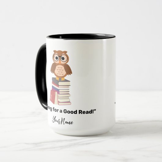 "Hooting for a Good Read!" Buchliebhaber Tasse (Vorderseite Links)