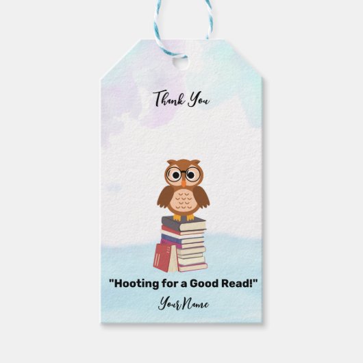 "Hooting for a Good Read!" Vielen Dank für den Buc Geschenkanhänger (Vorderseite)
