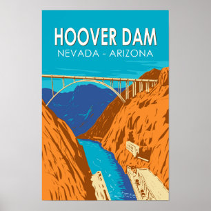 Hoover Dam Arizona Nevada Illustration Reise Kunst Poster
