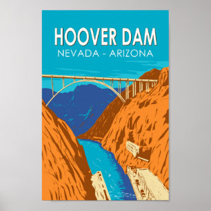 Hoover Dam Arizona Nevada Illustration Reise Kunst Poster