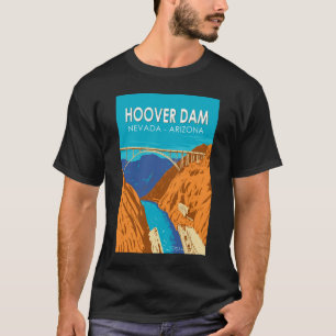 Hoover Dam Arizona Nevada Illustration Reise Kunst T-Shirt