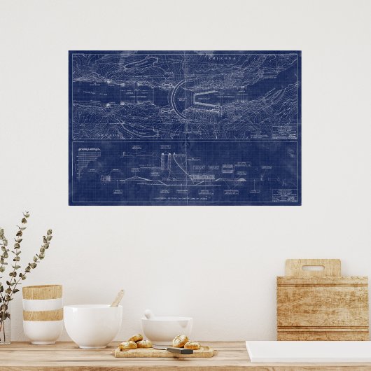 Hoover Dam Blueprint Style Schematic Poster (Küche)