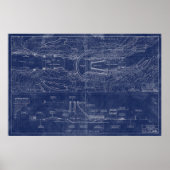Hoover Dam Blueprint Style Schematic Poster (Vorne)