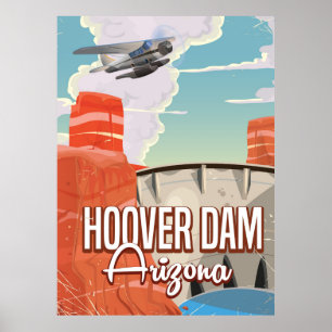 Hoover Dam Nevada Arizona Vintage Cartoon Poster