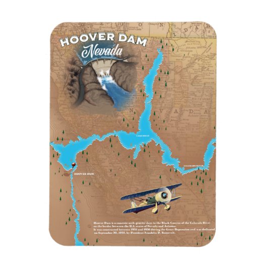 Hoover Dam Nevada Karte Magnet (Vertikal)