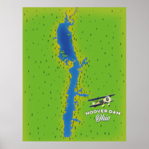 Hoover Dam Ohio Kartographische Karte Poster