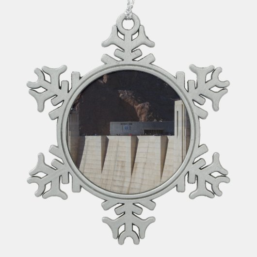 Hoover Dam Schneeflocken Zinn-Ornament (Vorderseite)