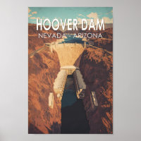 Hoover Dam Travel Art Vintag