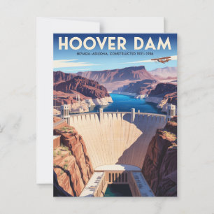 Hoover Dam Vintage Travel Poster Postkarte