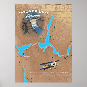 Hoover-Staudamm Nevada Karte Poster