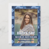 Hooyah! Blue Camouflage Foto Birthday Hummer Bob Einladung (Vorderseite)