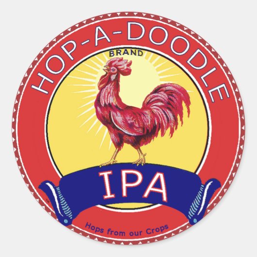 Hop a Doodle IPA Beer Runder Aufkleber (Vorderseite)