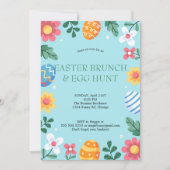 Hop auf Osterfeigen Egg Hunt Bunny Floral Einladung (Vorderseite)