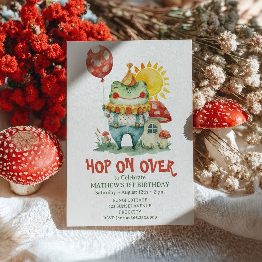 Hop auf über Clown Frog Cotcharcore-Niedliche Gebu Einladung