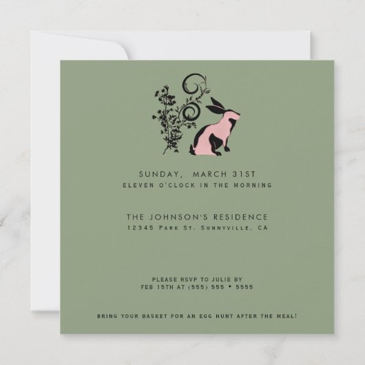 Hop auf über den modernen Bunny Oaster Brunch Einladung (Rückseite)
