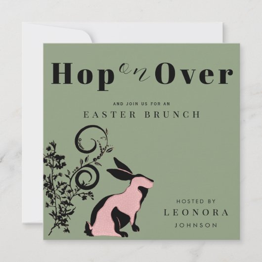 Hop auf über den modernen Bunny Oaster Brunch Einladung (Vorderseite)