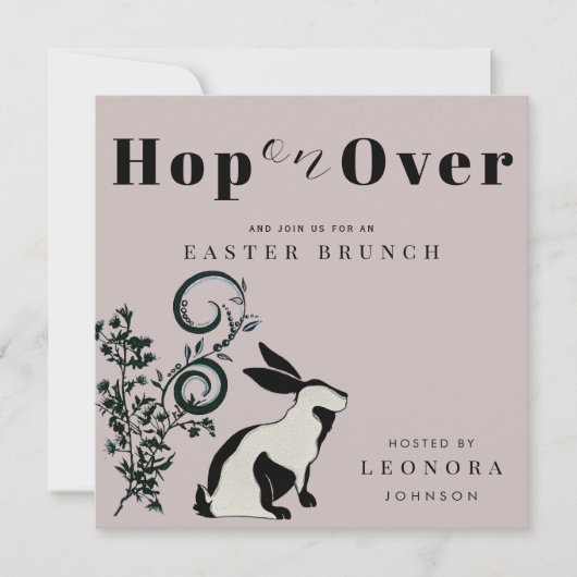 Hop auf über den modernen Bunny Oaster Brunch Einladung (Vorderseite)