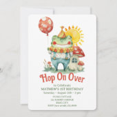 Hop auf über Niedlichen Clownfrosch-Kerne Geburtst Einladung (Vorderseite)