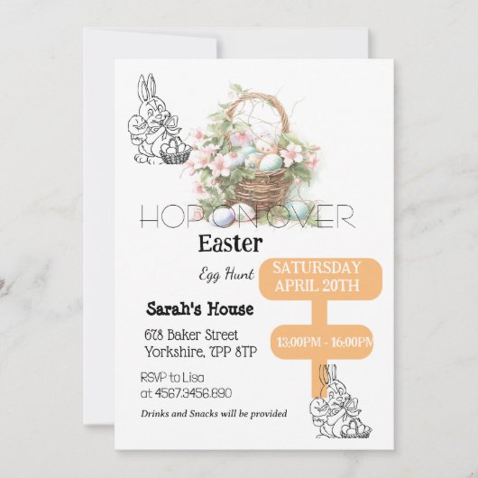 Hop auf über Ostern Egg Hunt Bunny Brunch Einladung (Vorderseite)