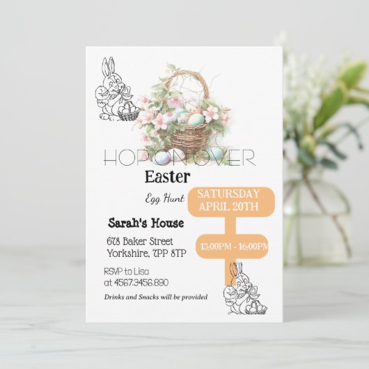 Hop auf über Ostern Egg Hunt Bunny Brunch Einladung (Stehend Vorderseite)