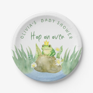 Hop auf über Watercolor Princess Frog Baby Shower Pappteller
