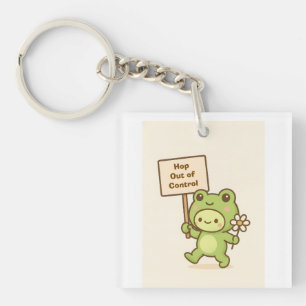HOP Außer Kontrolle Frosch Niedlich Whimsical Lebe Schlüsselanhänger