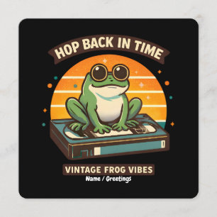 Hop Back in Time Vintage Frosch Retro Illustration Einladung