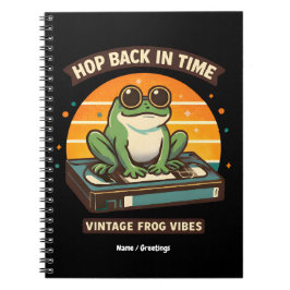 Hop Back in Time Vintage Frosch Retro Illustration Notizblock