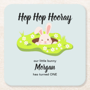 Hop Hooray Hole 1. Geburtstag Rechteckiger Pappuntersetzer