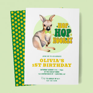 Hop Hooray Kangaroo 1. Geburtstag Einladung