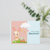 Hop Hooray Ostereier unterwegs Feiertagspostkarte (Stehend Vorderseite)