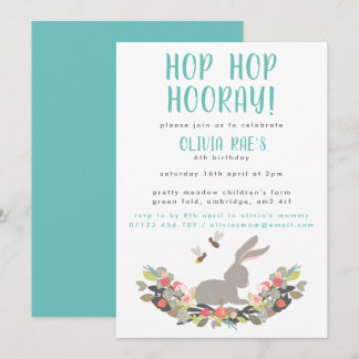 Hop Hooray Rabbit Geburtstagsparty Einladung