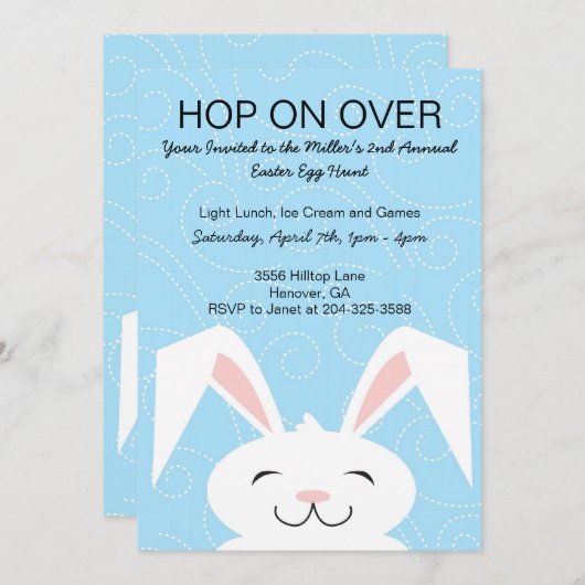 Hop Hop Bunny Rabbit Ostern Party Einladung (Vorne/Hinten)