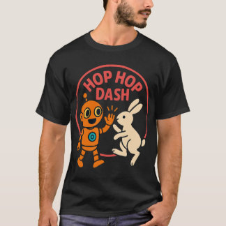 Hop Hop Dash – Süßer orangefarbener Roboter und we T-Shirt