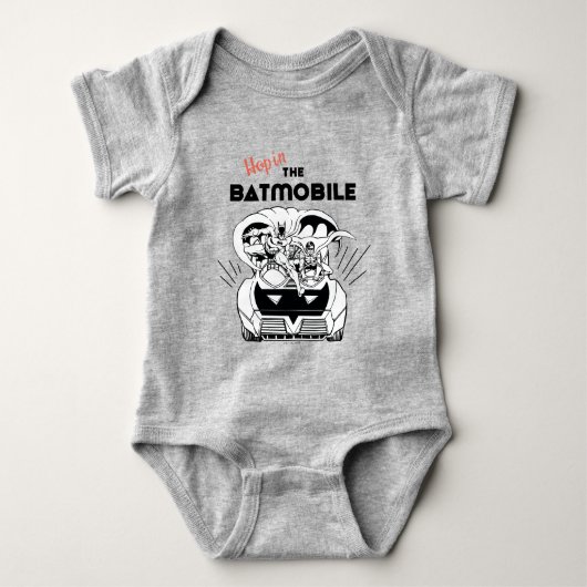 Hop in Batmobile Baby Strampler (Vorderseite)
