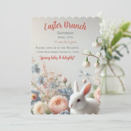 Hop in den Frühling: Eine Pastel Osterfeier Einladung (Stehend Vorderseite)