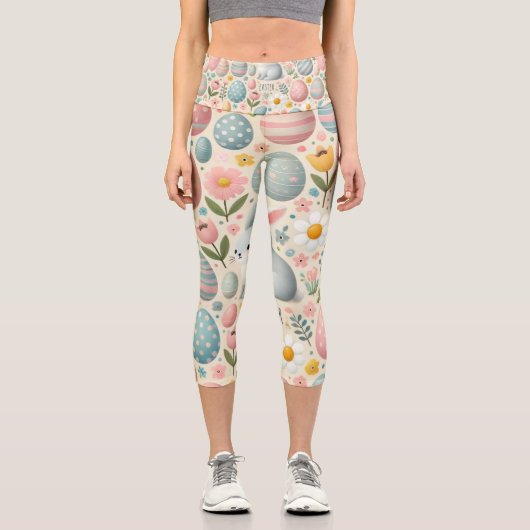Hop in Ostern Capri Leggings (Vorderseite)