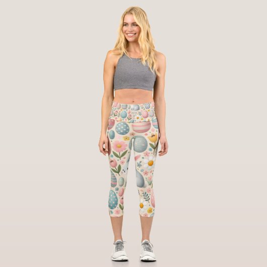 Hop in Ostern Capri Leggings (Vorderseite)